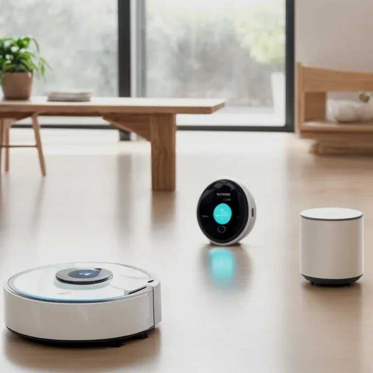 Smart vacuum and smart air conditioner in living room
